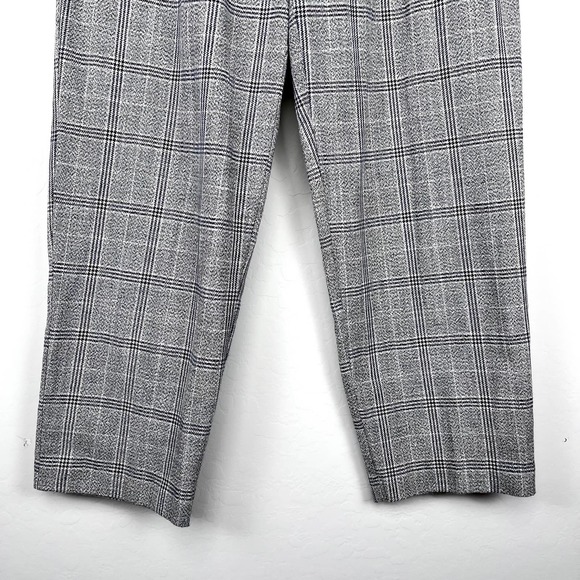 Topshop Window Pane Plaid Belted Cropped Straight Leg Trouser Pants Size 6 - Picture 8 of 13